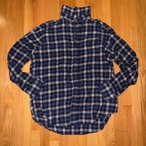 John Ashford Navy and White Plaid Button-Down Shirt